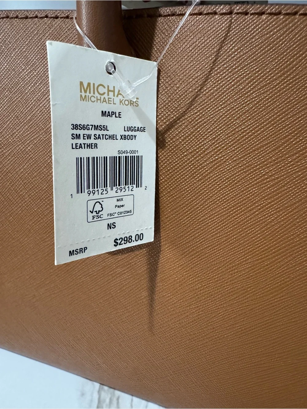 Michael Kors Tan Saffiano Leather Satchel with Gold Hardware